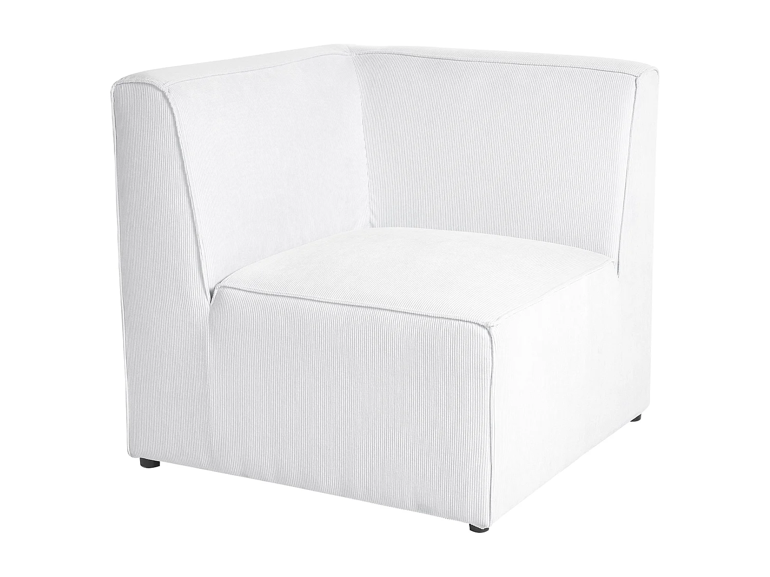 Canapé d'angle modulable 5 places LEMVIG Velours côtelé Blanc cassé avec ottoman Côté droit