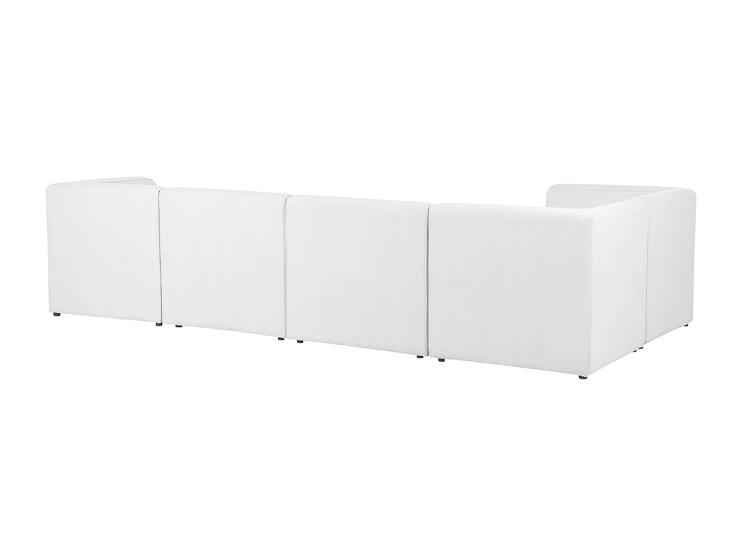 Canapé d'angle modulable LEMVIG Velours côtelé Blanc cassé avec ottoman 5 places Côté droit