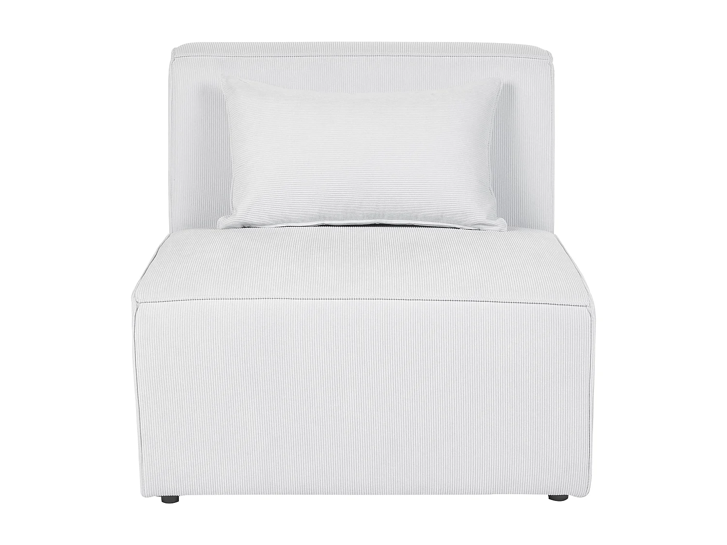 Canapé d'angle modulable LEMVIG Velours côtelé Blanc cassé avec ottoman 5 places Côté droit