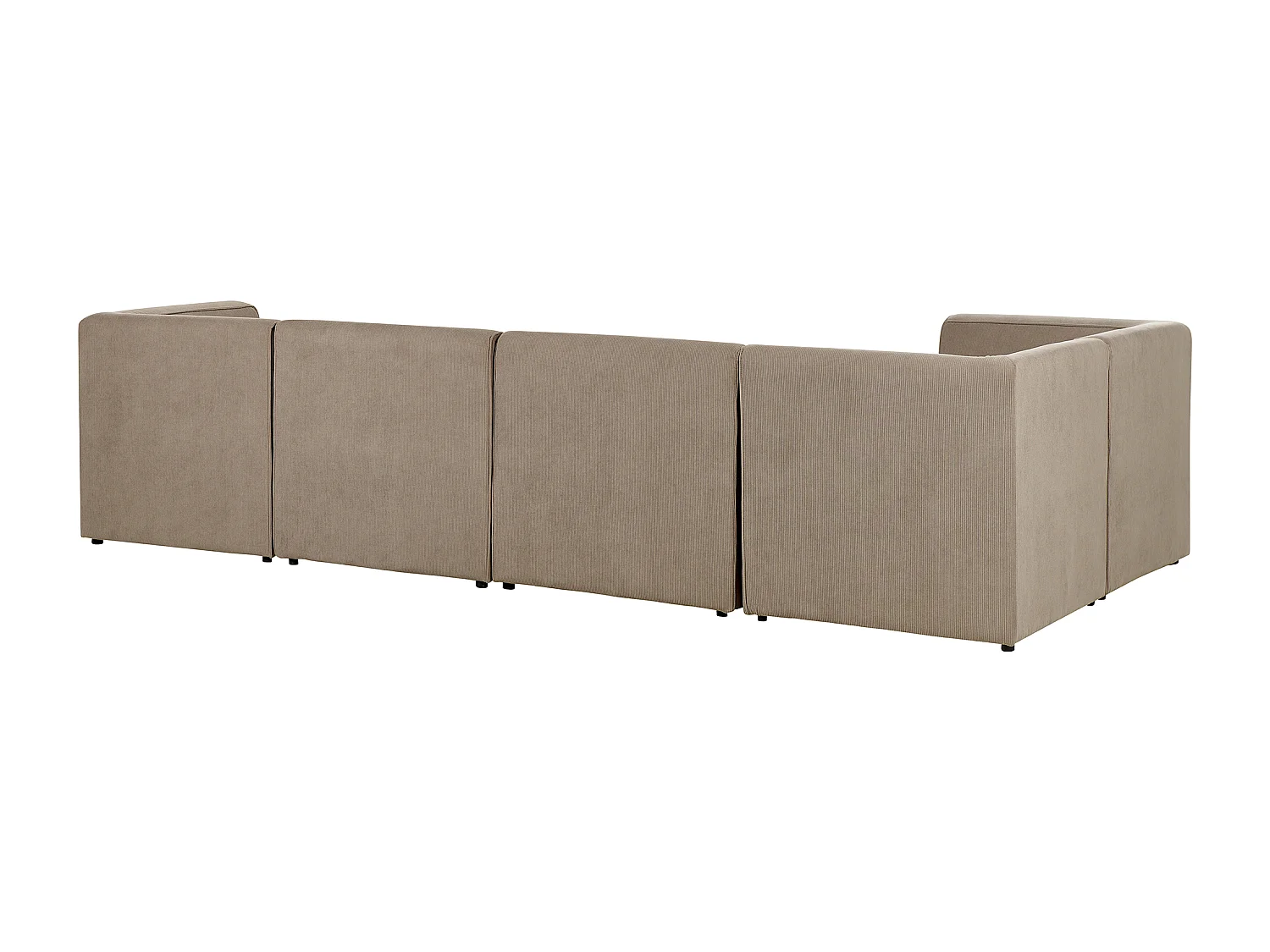 Canapé d'angle modulable 5 places LEMVIG Velours côtelé Taupe avec ottoman Côté droit