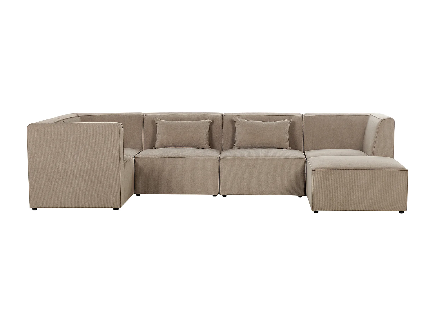 Modulaire hoekbank LEMVIG Corduroy Taupe Met ottomaan 5-zitter Rechterzijde
