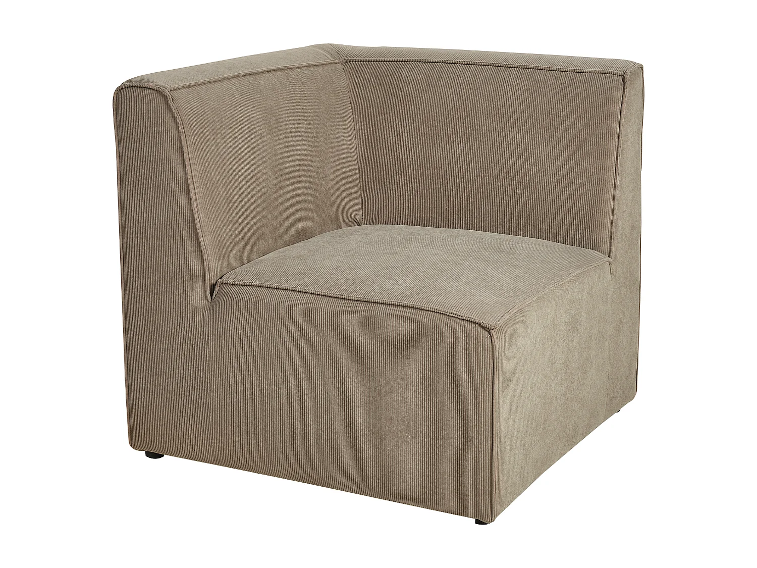 Modulaire hoekbank LEMVIG Corduroy Taupe Met ottomaan 5-zitter Rechterzijde
