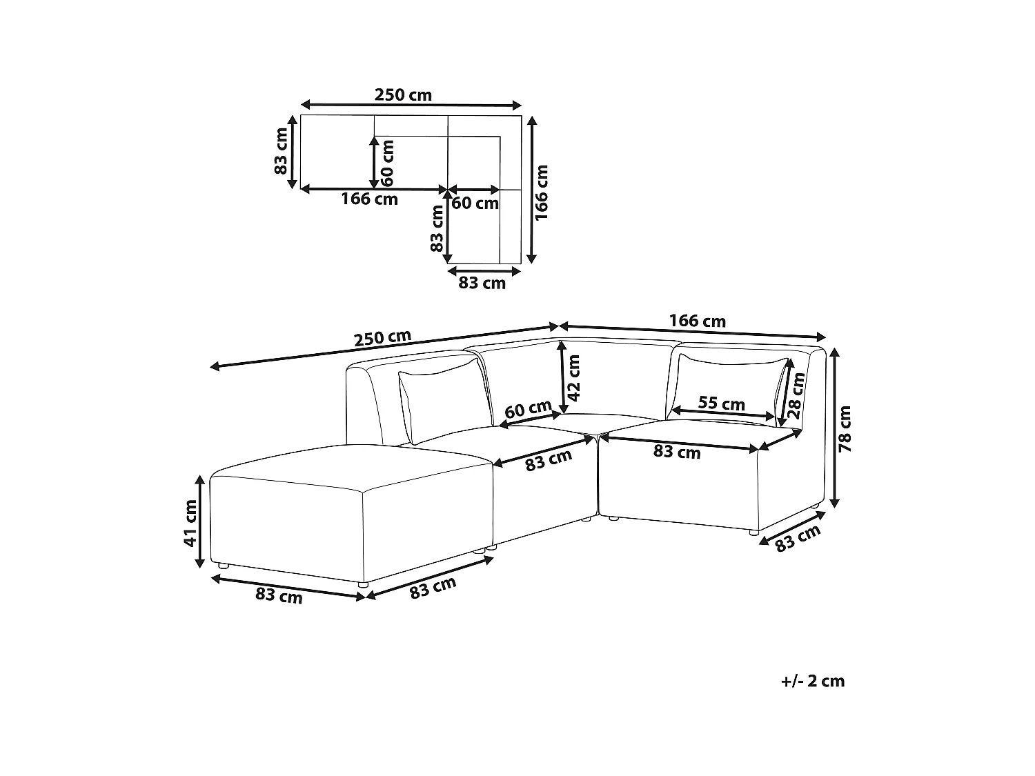 LEMVIG Velluto a coste Beige chiaro con ottomana 3 posti Lato Sinistro