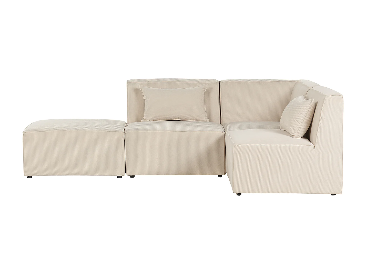 Canapé d'angle modulable 3 places LEMVIG Velours côtelé Beige clair avec ottoman Côté droite