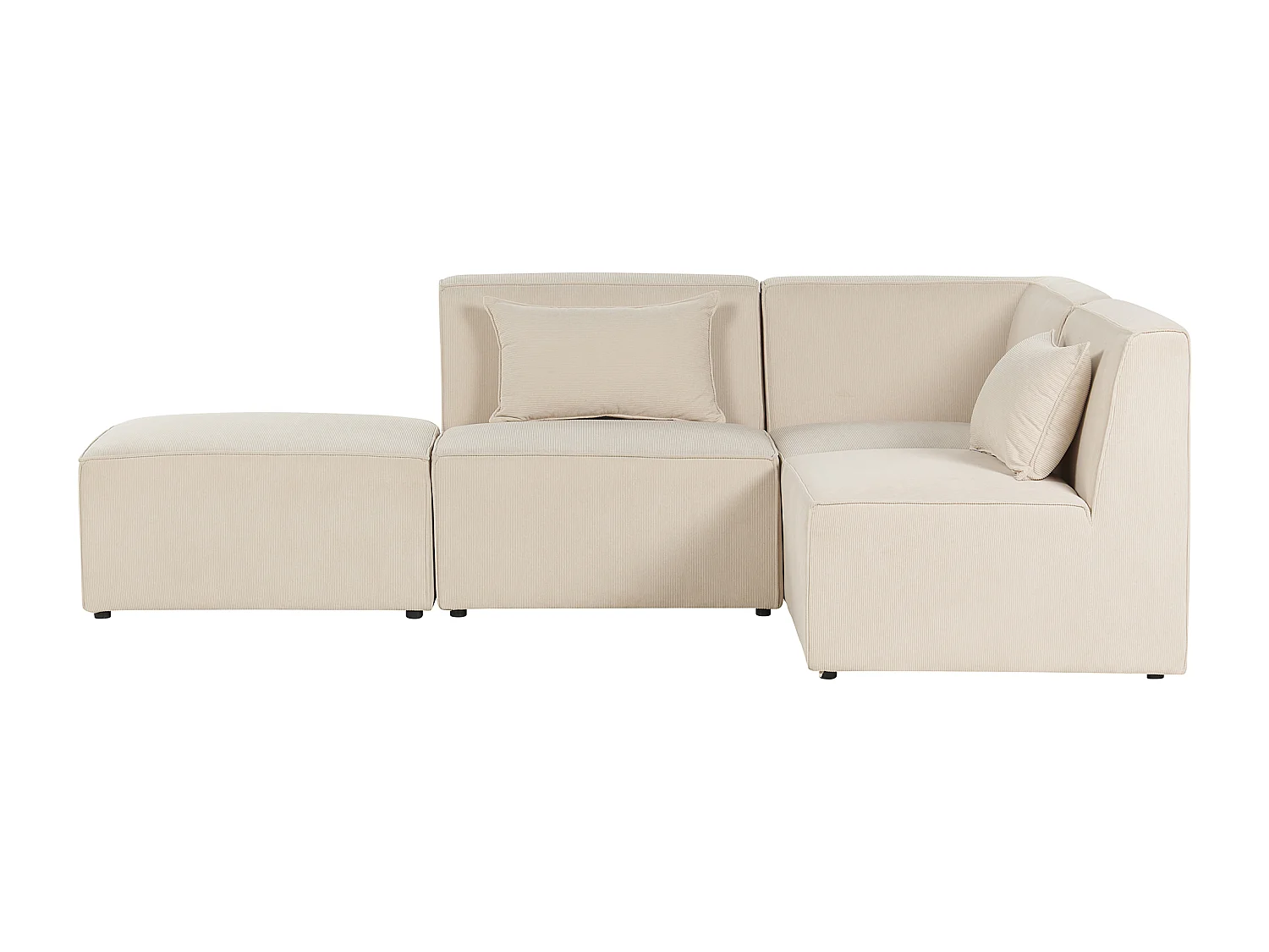 Modul Ecksofa LEMVIG Cord Hellbeige mit Ottomane 3-Sitzer linksseitig