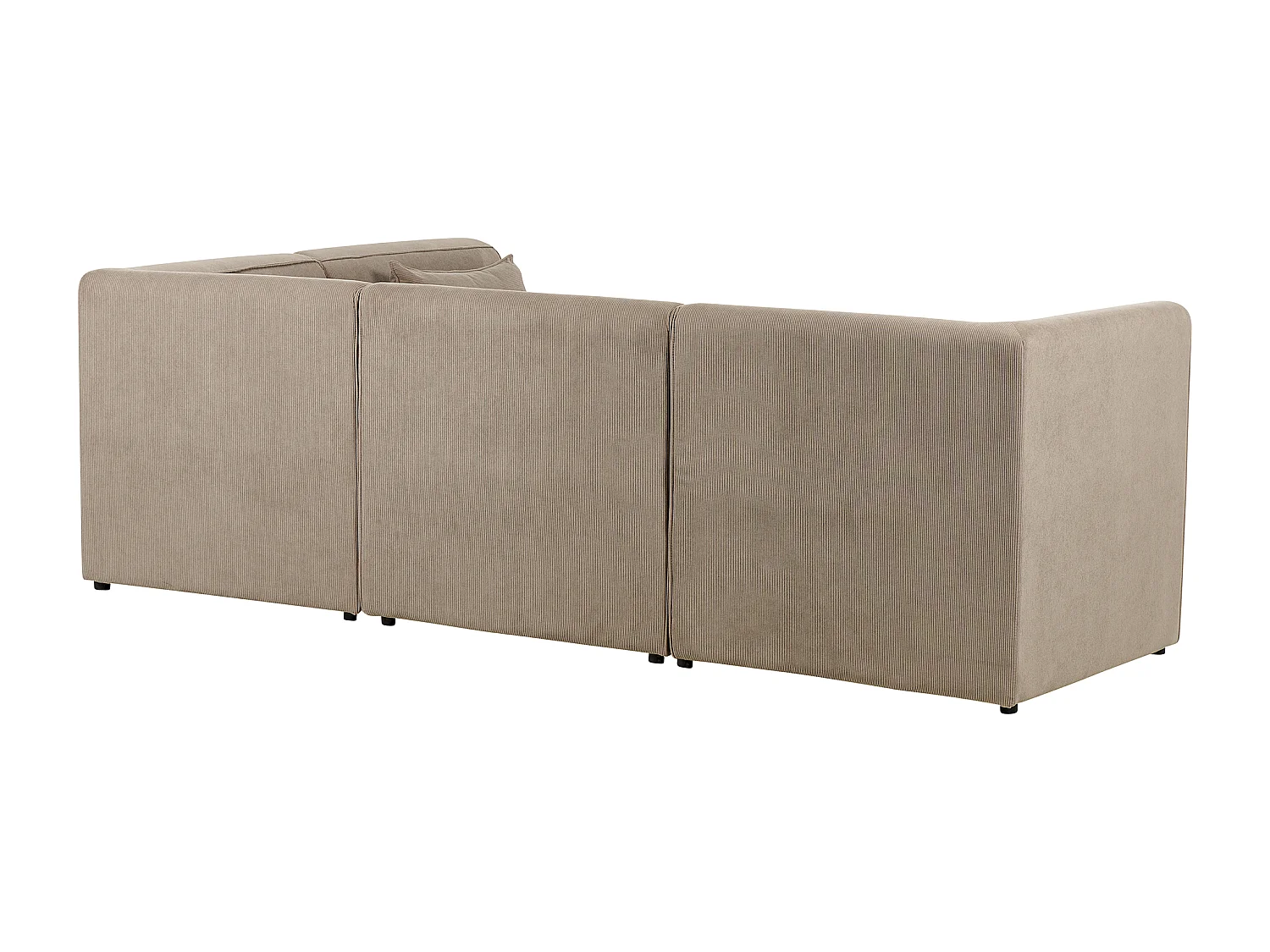 Canapé d'angle modulable 4 places LEMVIG Velours côtelé Taupe avec ottoman Côté droite