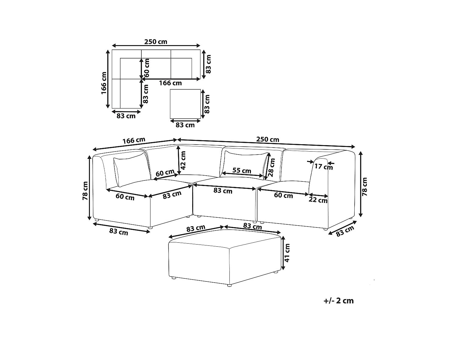 Canapé d'angle modulable 4 places LEMVIG Velours côtelé Vert foncé avec ottoman Côté droit