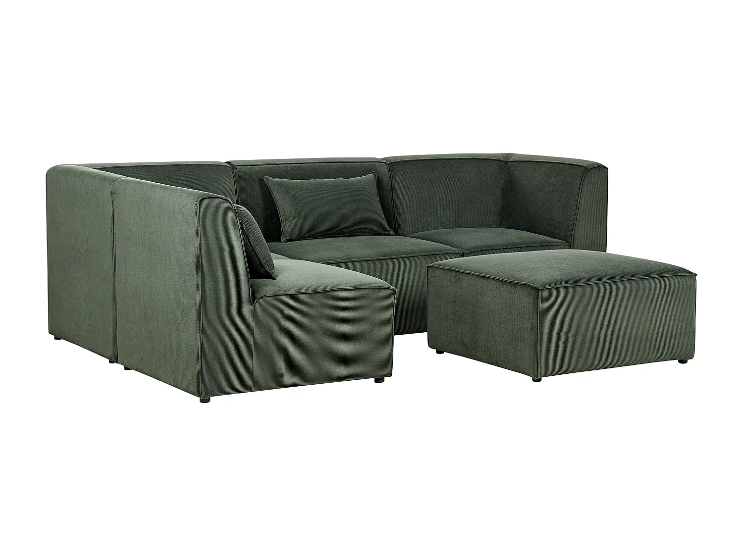 Canapé d'angle modulable LEMVIG Velours côtelé Vert foncé avec ottoman 4 places Côté droit