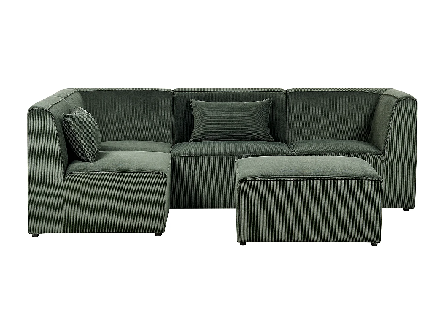 Canapé d'angle modulable LEMVIG Velours côtelé Vert foncé avec ottoman 4 places Côté droit