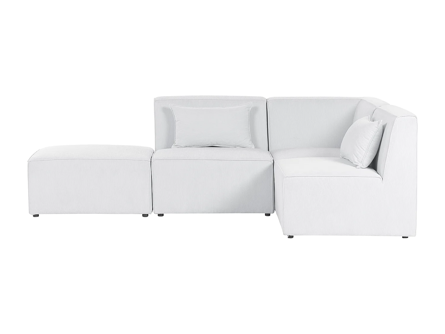 Modul Ecksofa LEMVIG Cord Cremeweiss mit Ottomane 3-Sitzer linksseitig