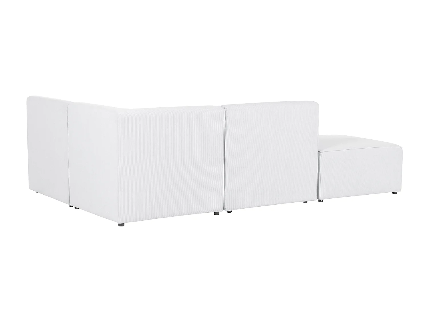 Modul Ecksofa LEMVIG Cord Cremeweiss mit Ottomane 3-Sitzer linksseitig