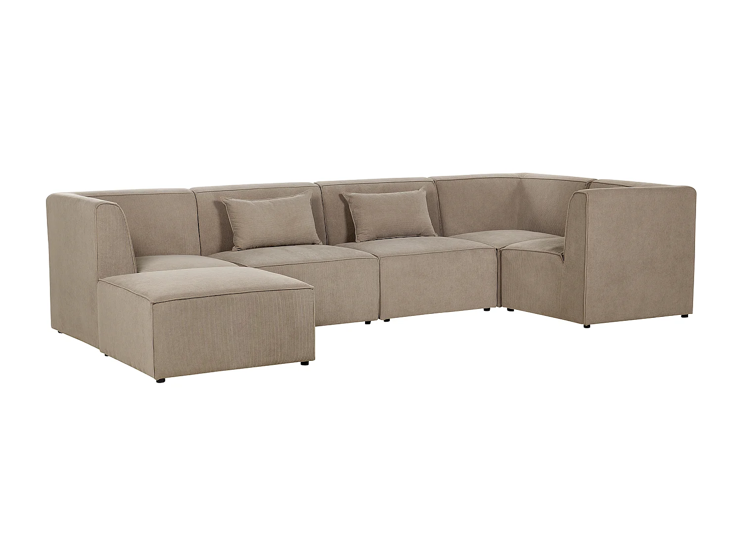 Modulaire hoekbank LEMVIG Corduroy Taupe Met ottomaan 5-zitter Linkerzijde