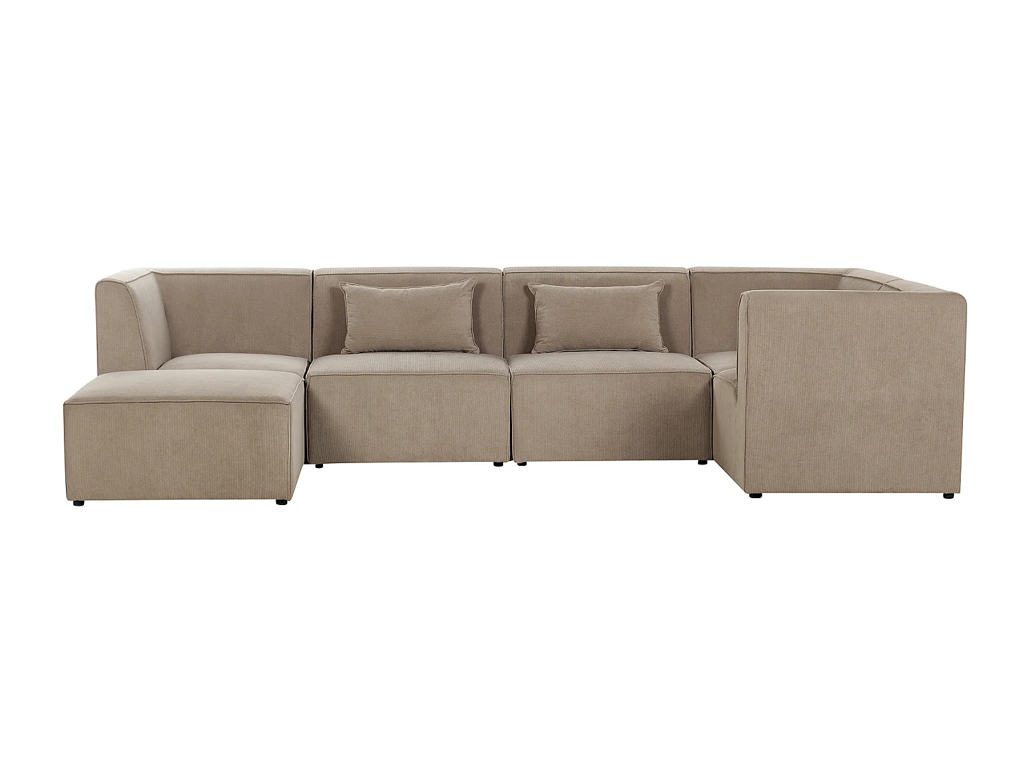 Modulaire hoekbank LEMVIG Corduroy Taupe Met ottomaan 5-zitter Linkerzijde