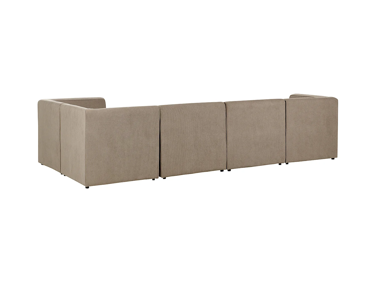 Canapé d'angle modulable 5 places LEMVIG Velours côtelé Taupe avec ottoman Côté droite