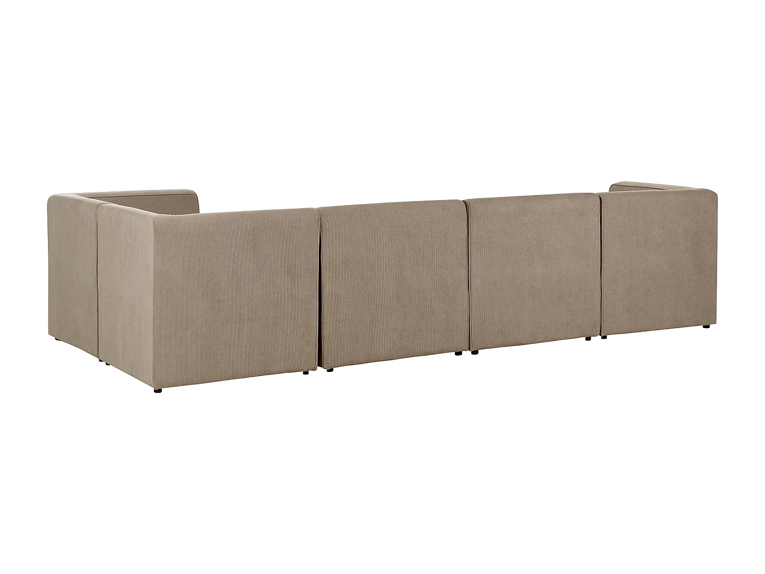 Modulaire hoekbank LEMVIG Corduroy Taupe Met ottomaan 5-zitter Linkerzijde