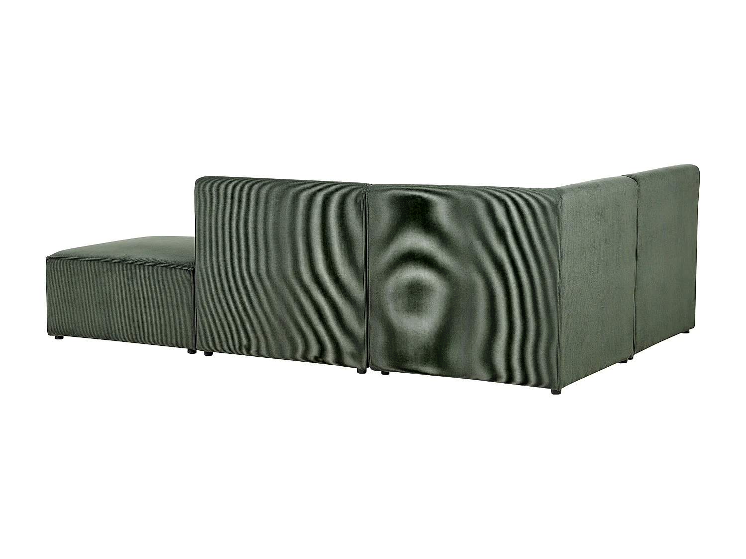 Canapé d'angle modulable 3 places LEMVIG Velours côtelé Vert foncé avec ottoman Côté droit