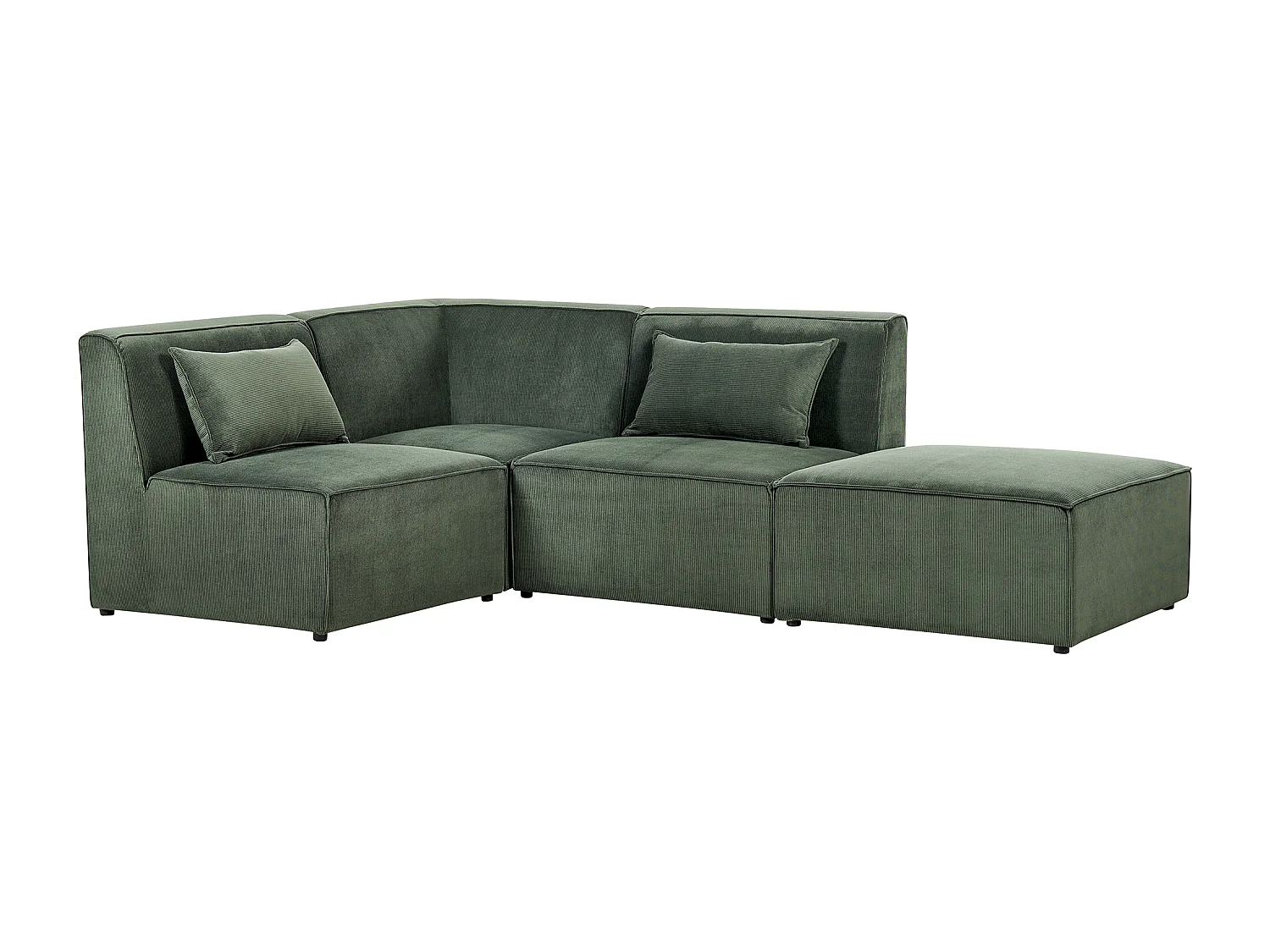 Canapé d'angle modulable 3 places LEMVIG Velours côtelé Vert foncé avec ottoman Côté droit