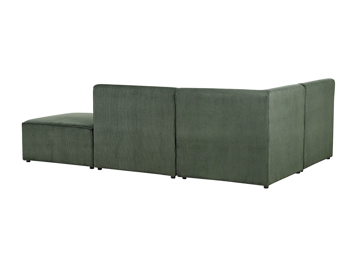 Canapé d'angle modulable 3 places LEMVIG Velours côtelé Vert foncé avec ottoman Côté droit