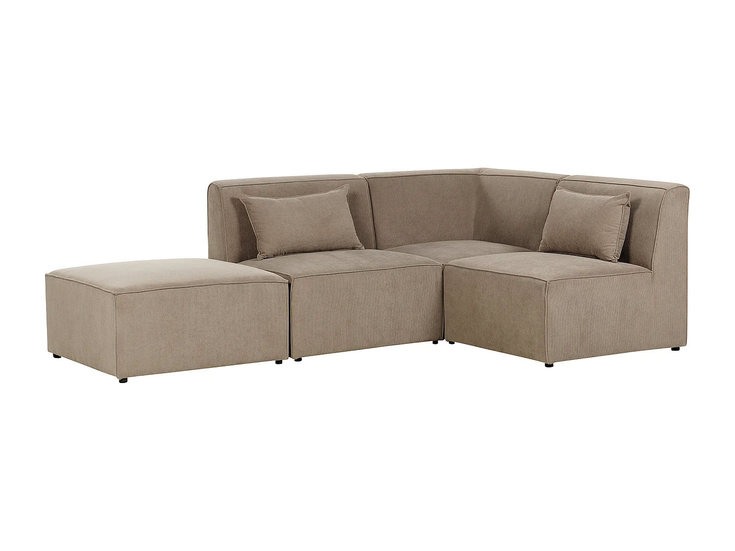 Modulaire hoekbank LEMVIG Corduroy Taupe Met ottomaan 3-zitter Linkerzijde