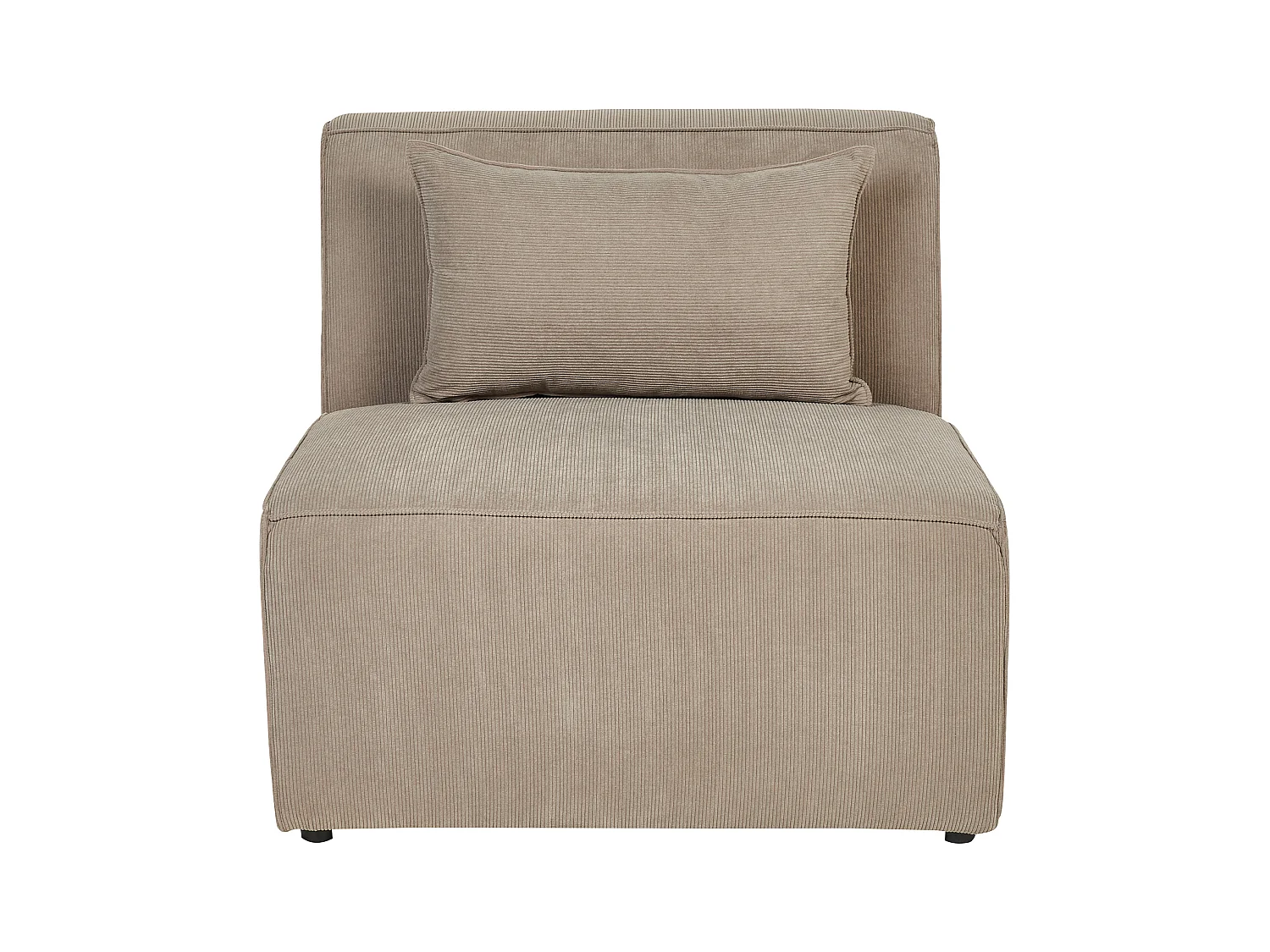 Canapé d'angle modulable 3 places LEMVIG Velours côtelé Taupe avec ottoman Côté droite
