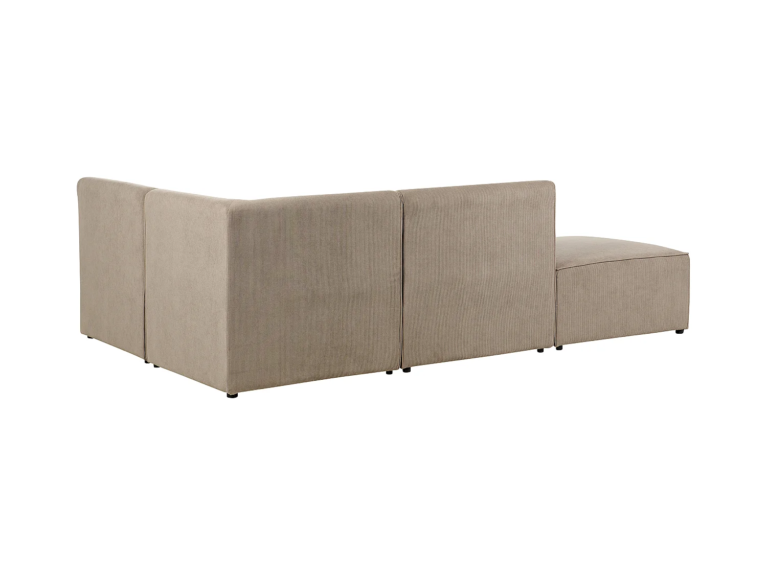 Canapé d'angle modulable 3 places LEMVIG Velours côtelé Taupe avec ottoman Côté droite