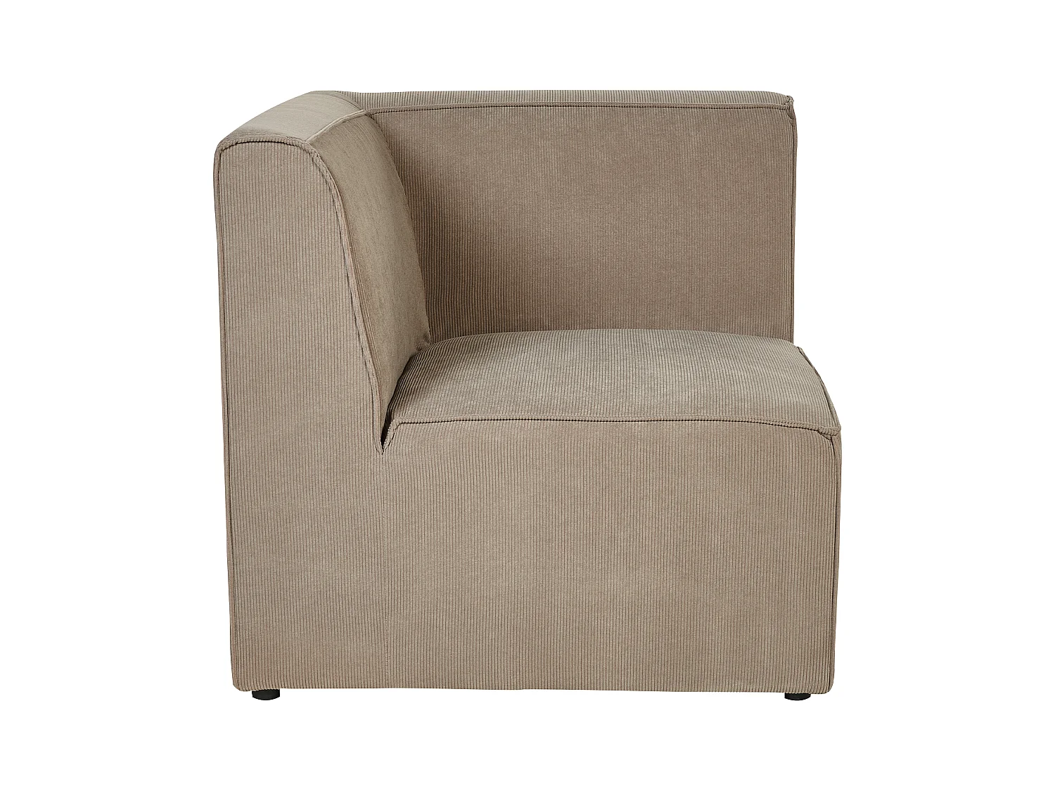 Canapé d'angle modulable 3 places LEMVIG Velours côtelé Taupe avec ottoman Côté droite