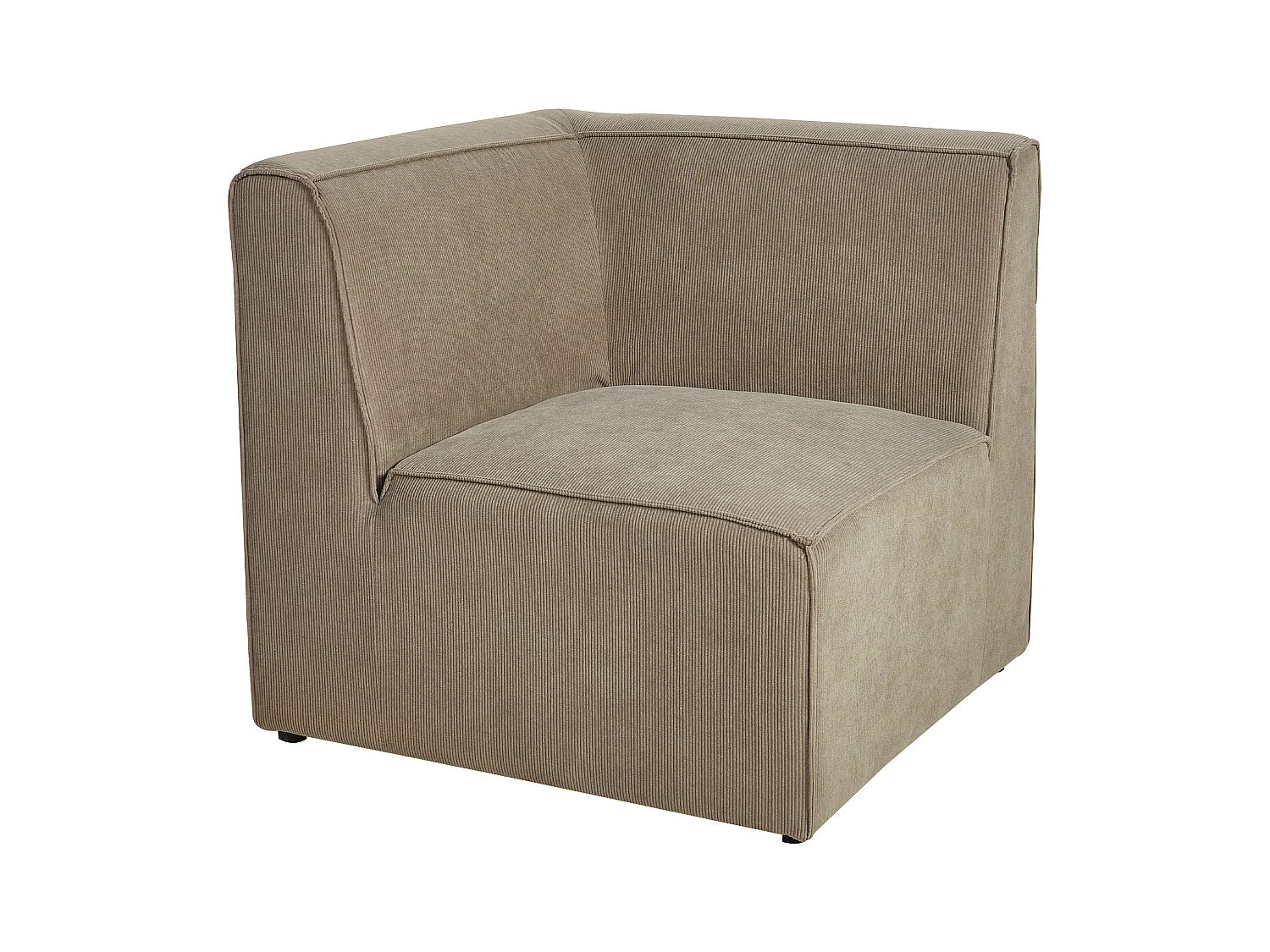 Canapé d'angle modulable 3 places LEMVIG Velours côtelé Taupe avec ottoman Côté droite