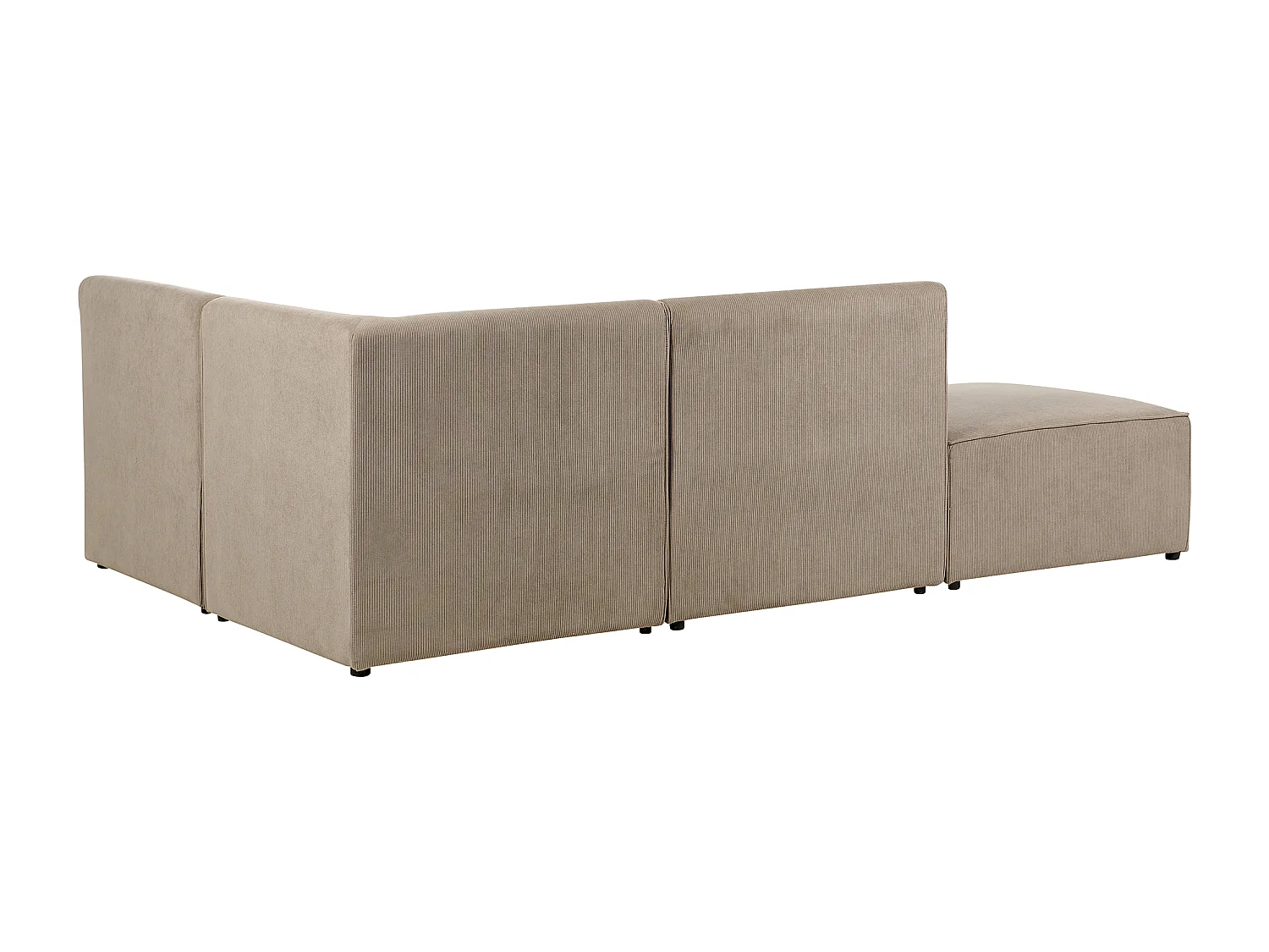 Canapé d'angle modulable 3 places LEMVIG Velours côtelé Taupe avec ottoman Côté droite