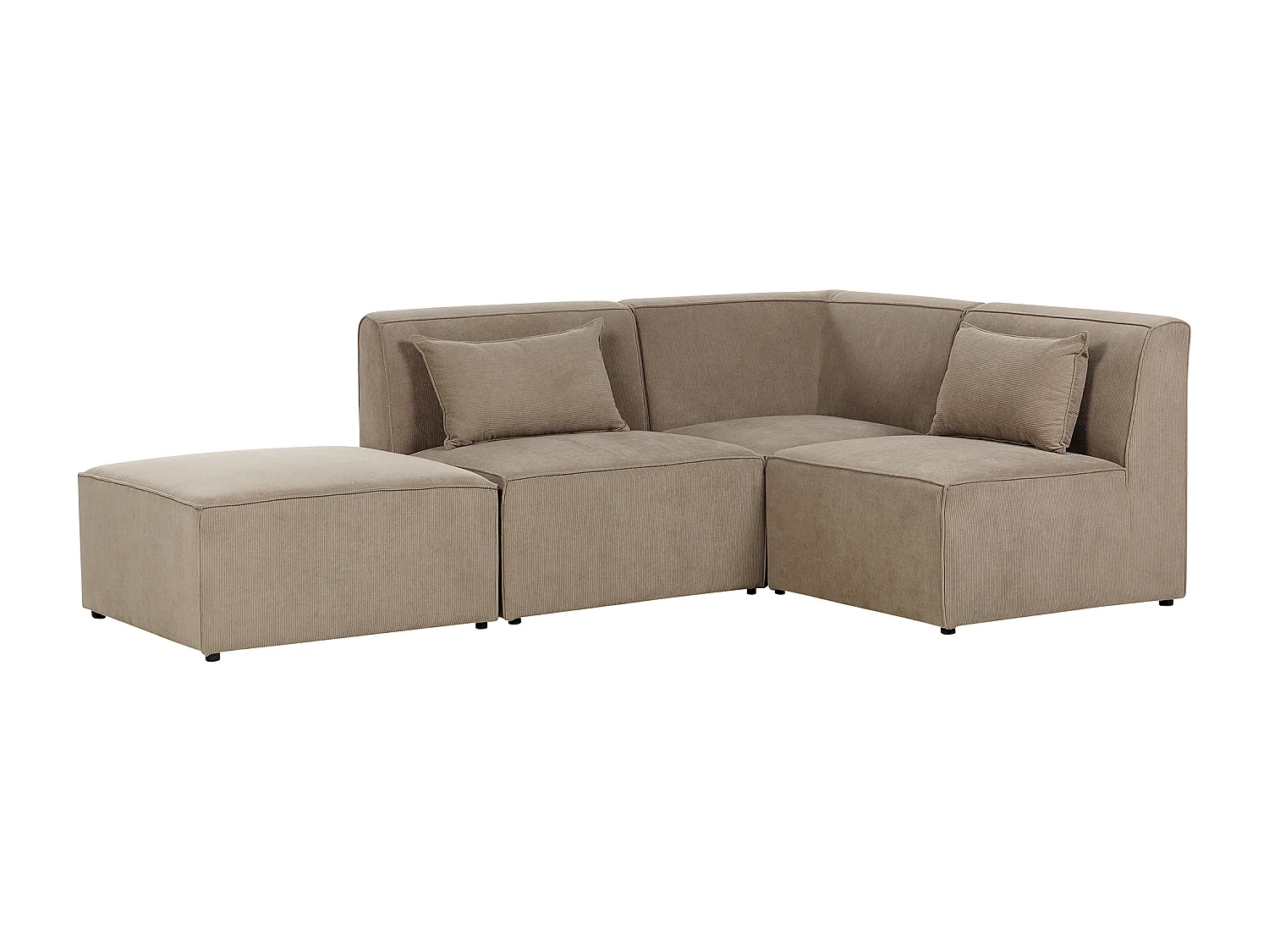 Modulaire hoekbank LEMVIG Corduroy Taupe Met ottomaan 3-zitter Linkerzijde
