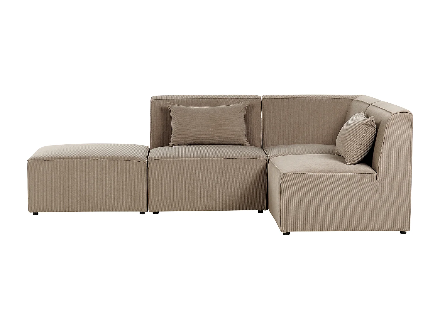 Modulaire hoekbank LEMVIG Corduroy Taupe Met ottomaan 3-zitter Linkerzijde