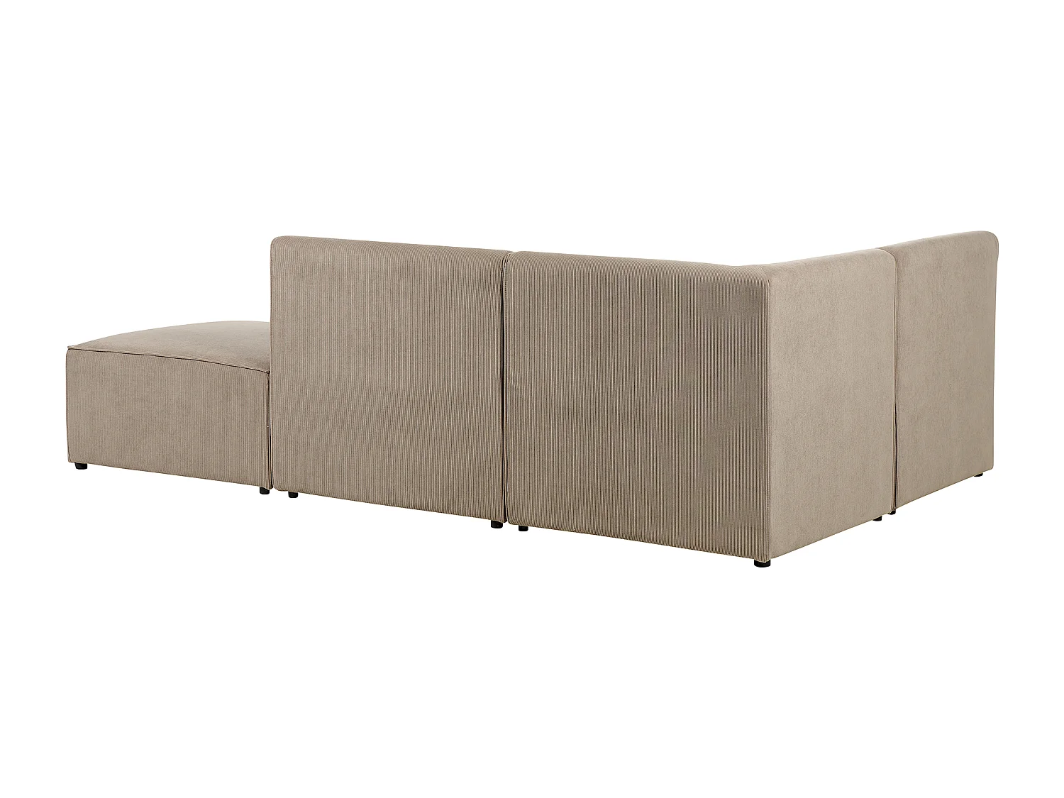 Canapé d'angle modulable 3 places LEMVIG Velours côtelé Taupe avec ottoman Côté droit