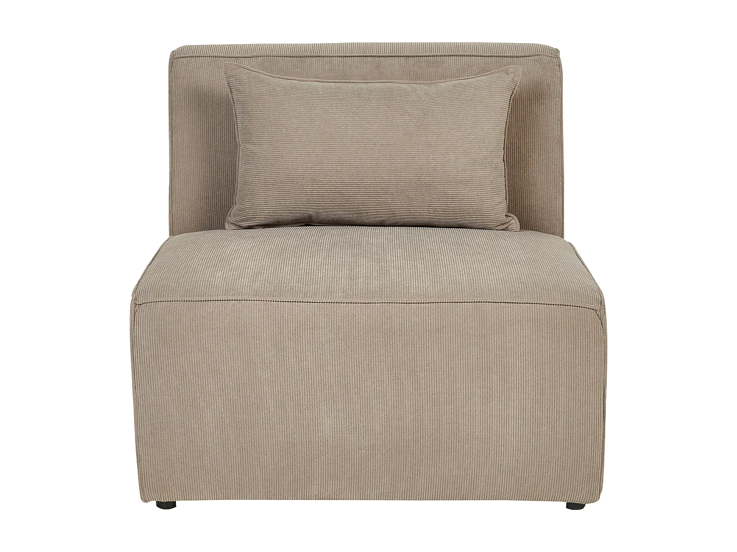 Canapé d'angle modulable 3 places LEMVIG Velours côtelé Taupe avec ottoman Côté droit