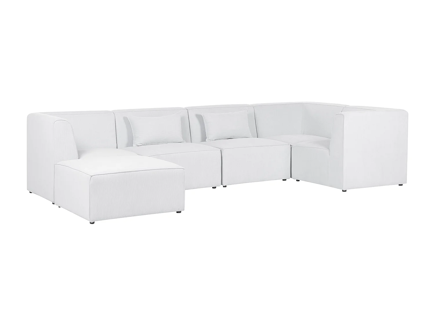 Modulaire hoekbank LEMVIG Corduroy Gebroken wit Met ottomaan 5-zitter Linkerzijde