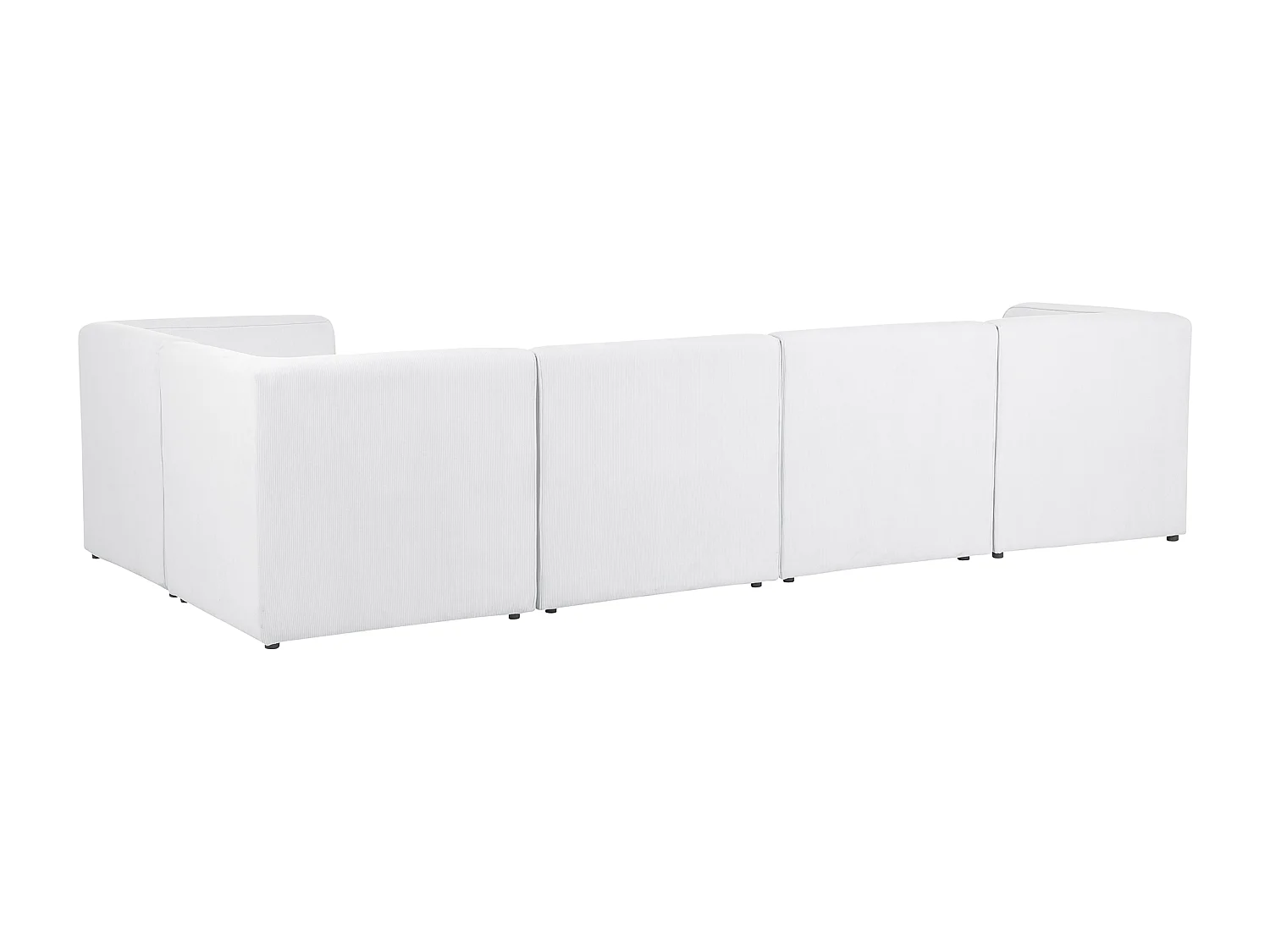 Canapé d'angle modulable LEMVIG Velours côtelé Blanc cassé avec ottoman 5 places Côté gauche