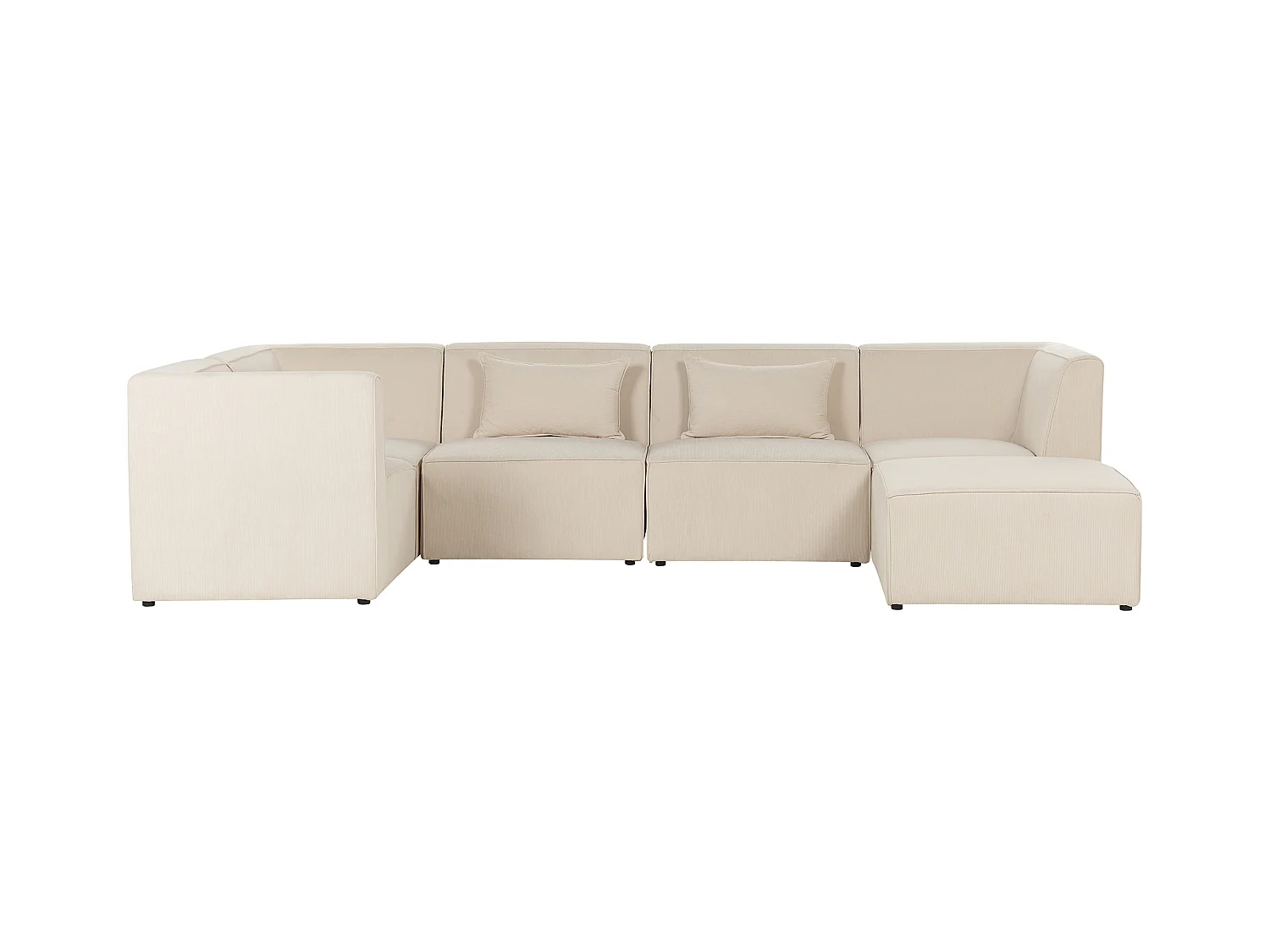 5-Sitzer Modul Ecksofa rechtsseitig mit Ottomane Stoffbezug Cord beige Lemvig