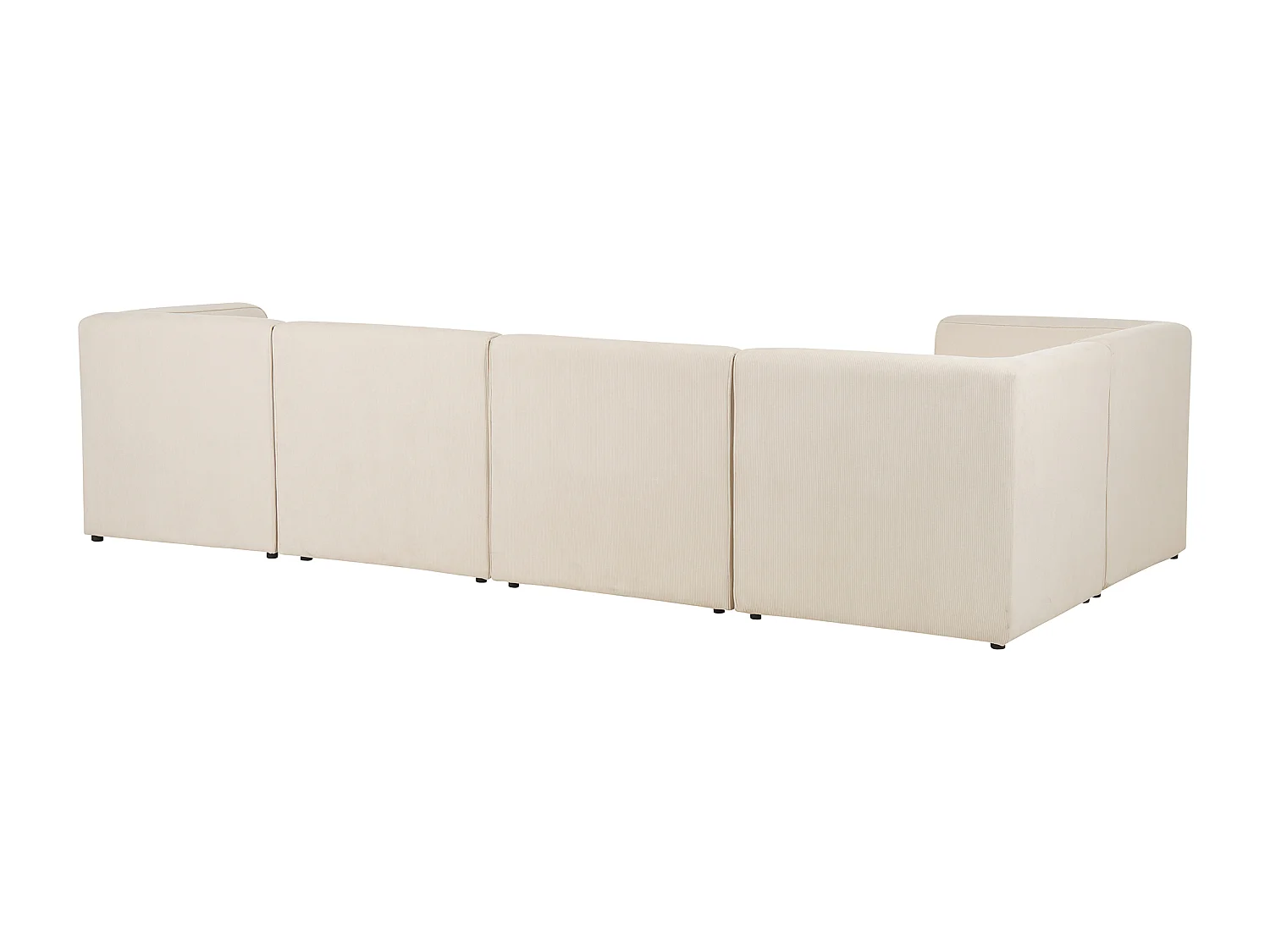 5-Sitzer Modul Ecksofa rechtsseitig mit Ottomane Stoffbezug Cord beige Lemvig