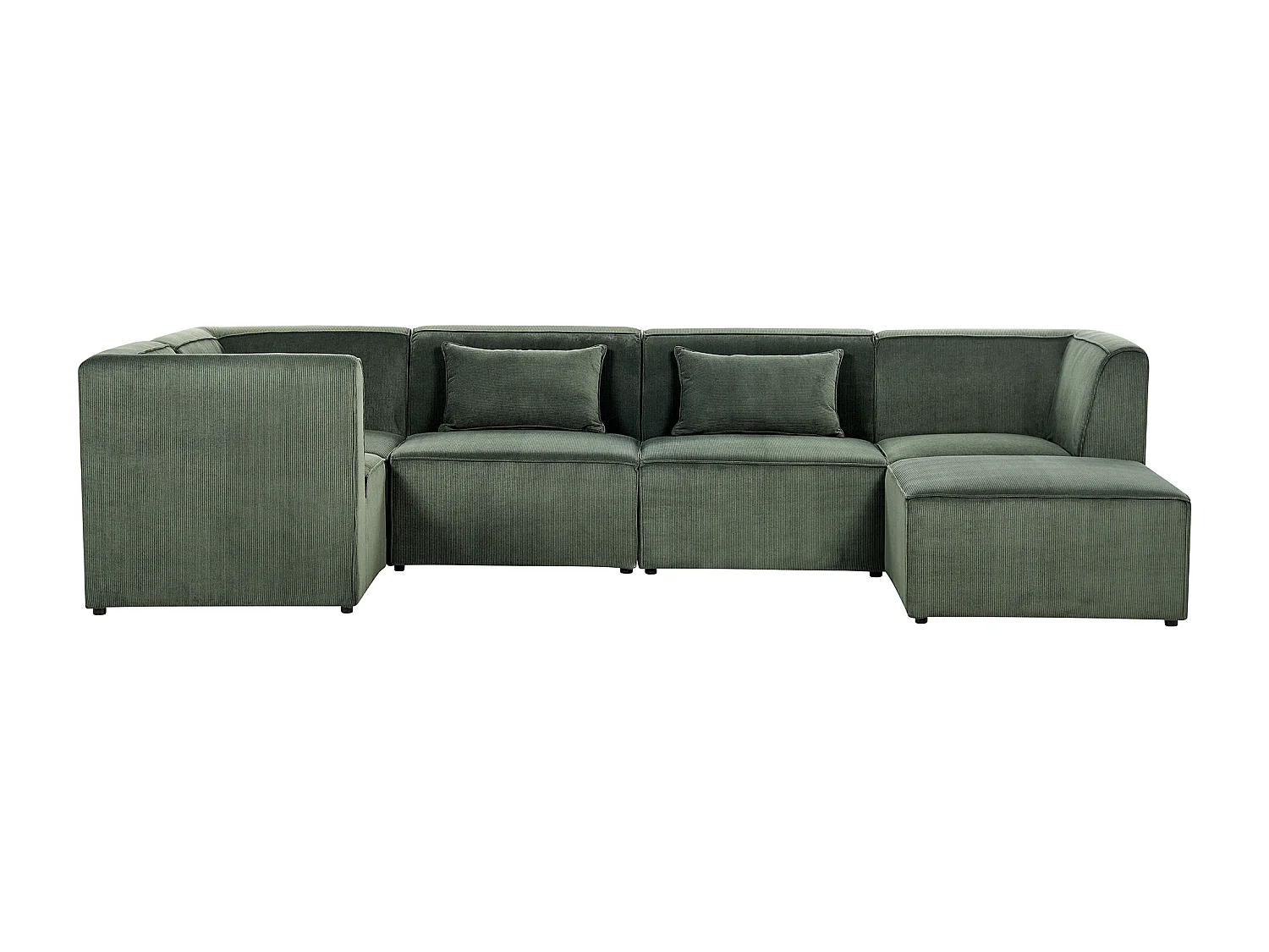 Canapé d'angle modulable LEMVIG Velours côtelé Vert foncé avec ottoman 5 places Côté droit