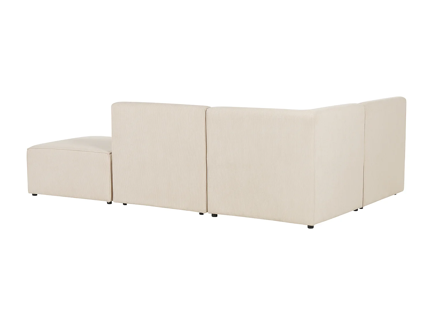 Canapé d'angle modulable 3 places LEMVIG Velours côtelé Beige clair avec ottoman Côté droit