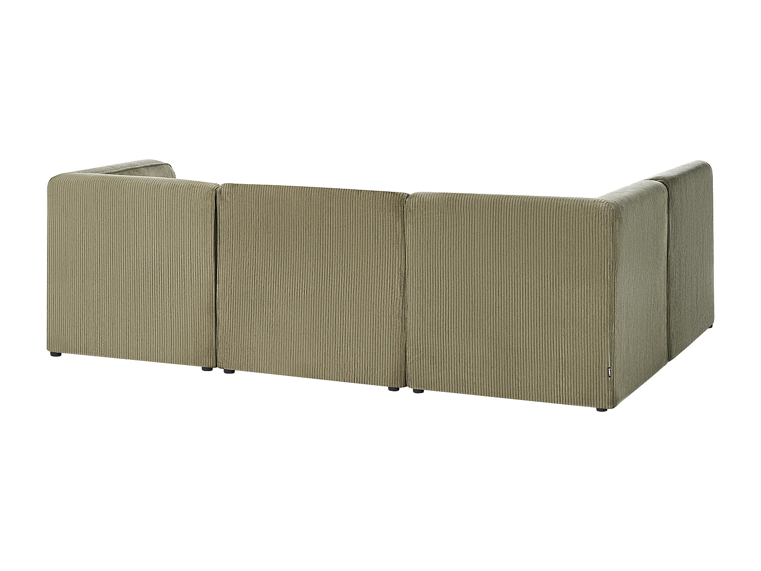 Canapé d'angle modulable 4 places LEMVIG Velours côtelé Vert avec ottoman Côté gauche