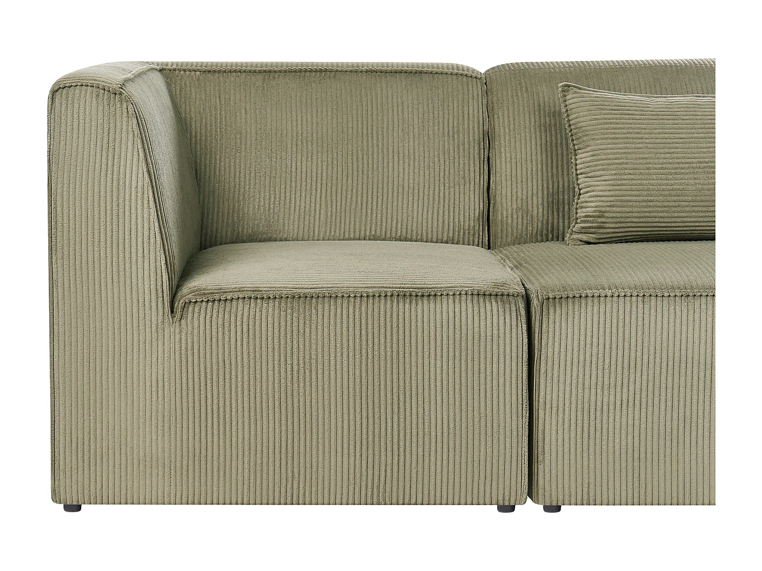 Canapé d'angle modulable 4 places LEMVIG Velours côtelé Vert avec ottoman Côté gauche