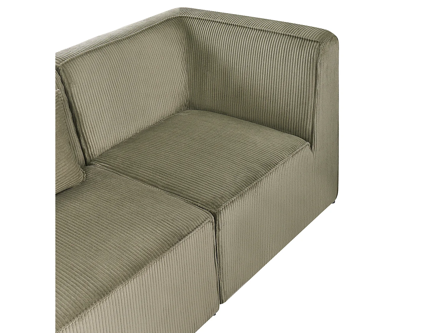 Canapé d'angle modulable 4 places LEMVIG Velours côtelé Vert avec ottoman Côté gauche