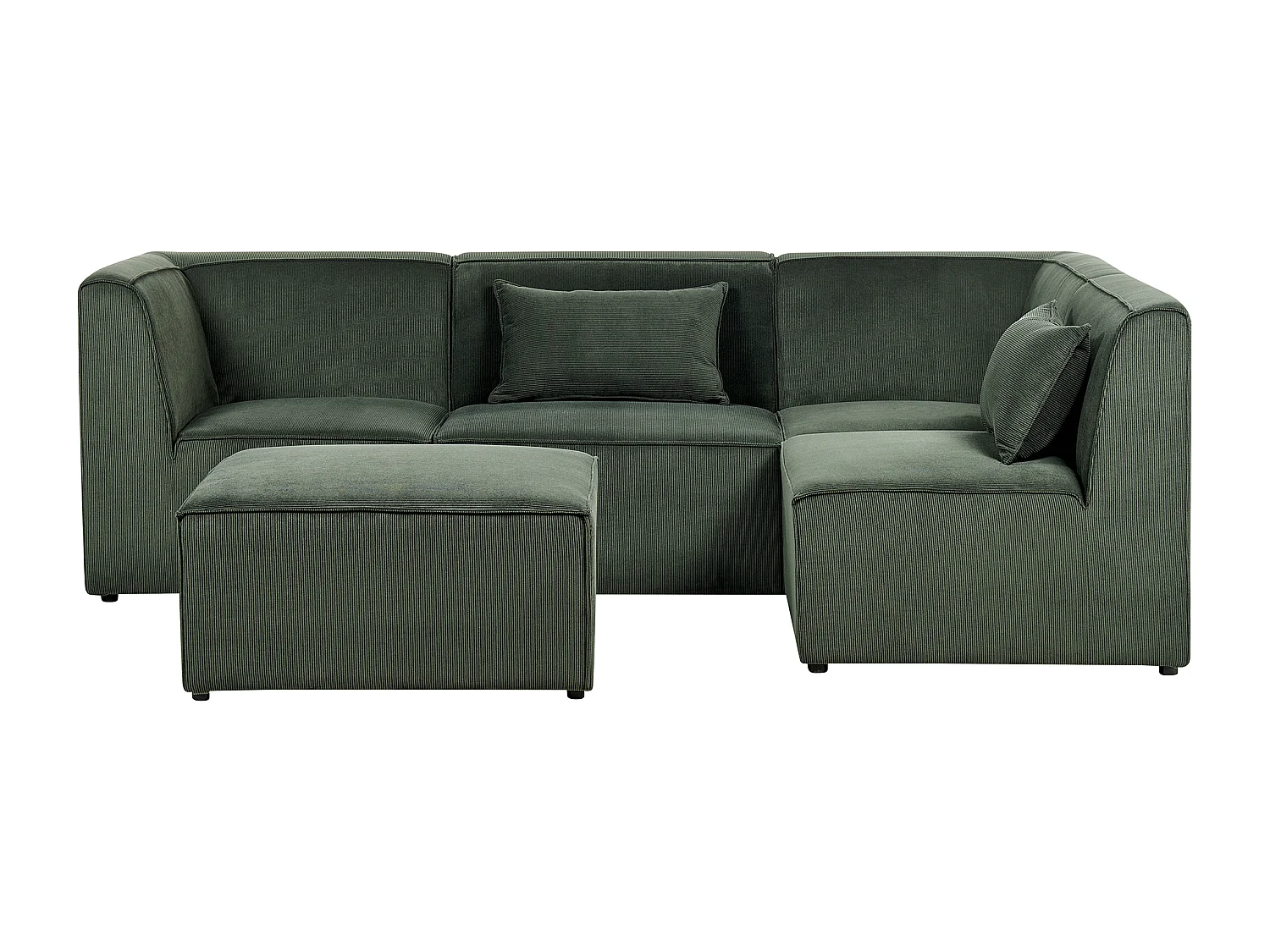 Canapé d'angle modulable LEMVIG Velours côtelé Vert foncé avec ottoman 4 places Côté gauche