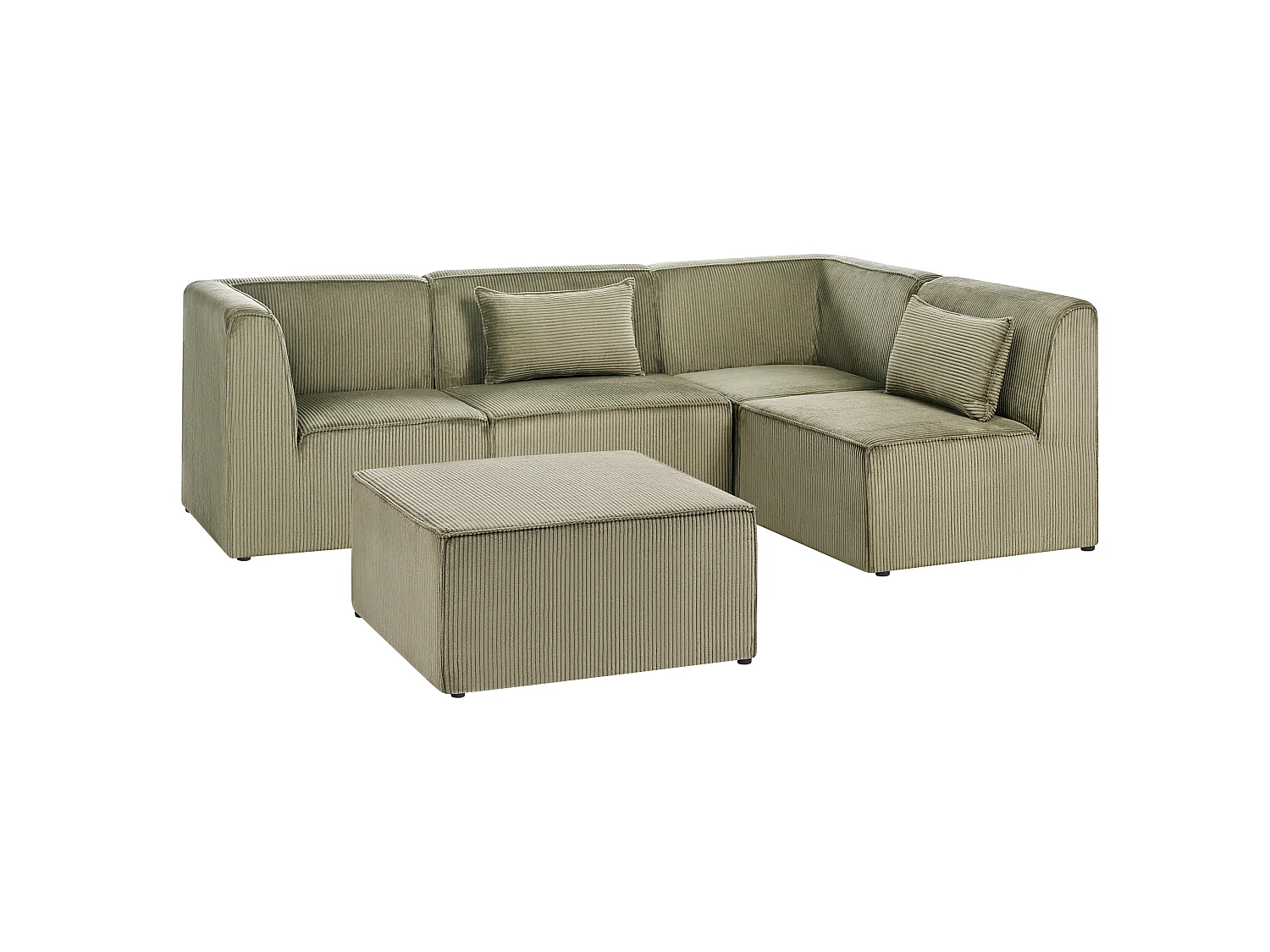 Modul Ecksofa LEMVIG Cord Dunkelgrün mit Ottomane 4-Sitzer linksseitig