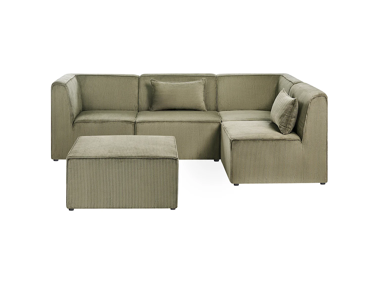 Modul Ecksofa LEMVIG Cord Dunkelgrün mit Ottomane 4-Sitzer linksseitig