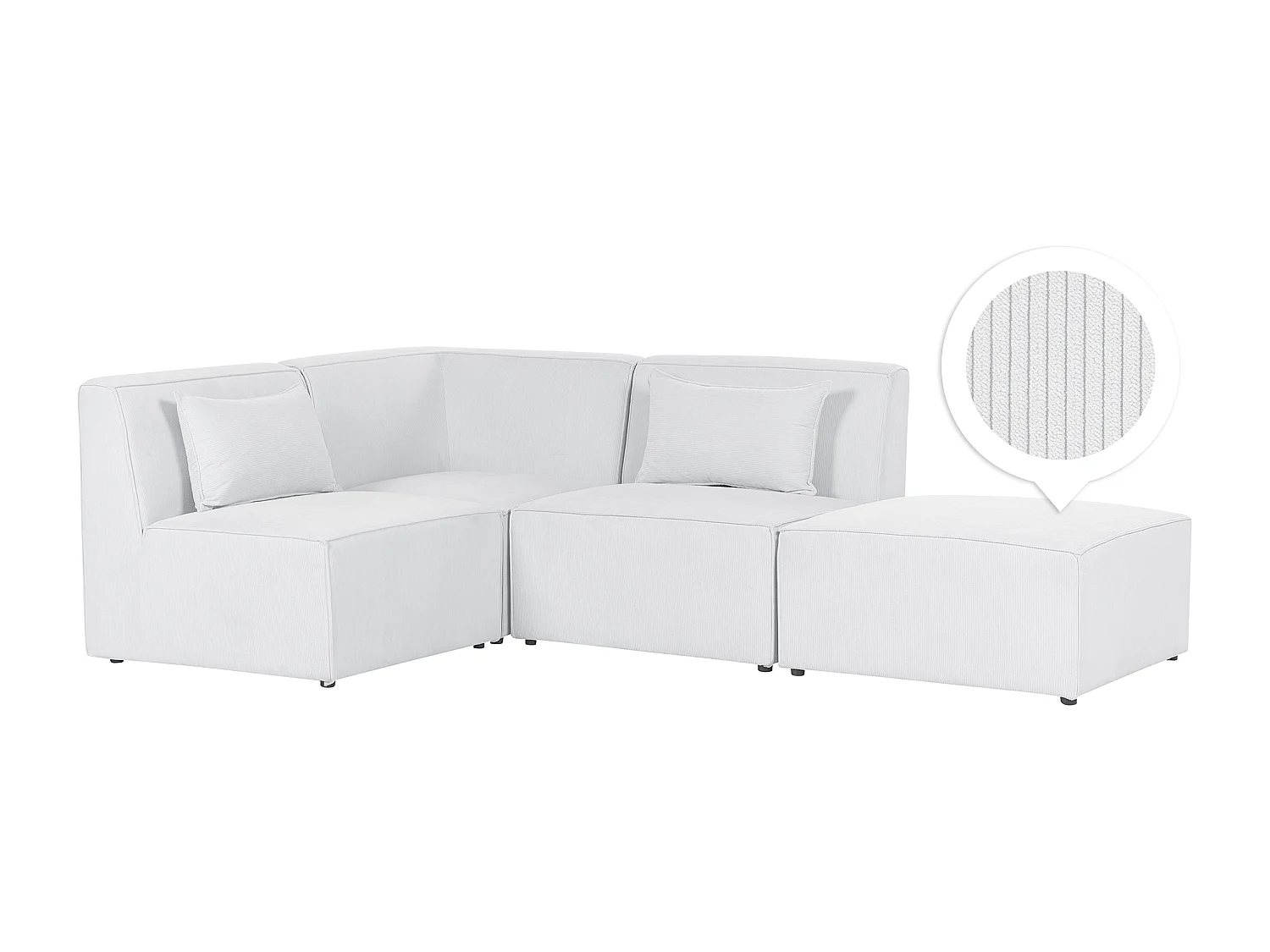 LEMVIG Velluto a coste Bianco sporco con ottomana 3 posti Lato destro