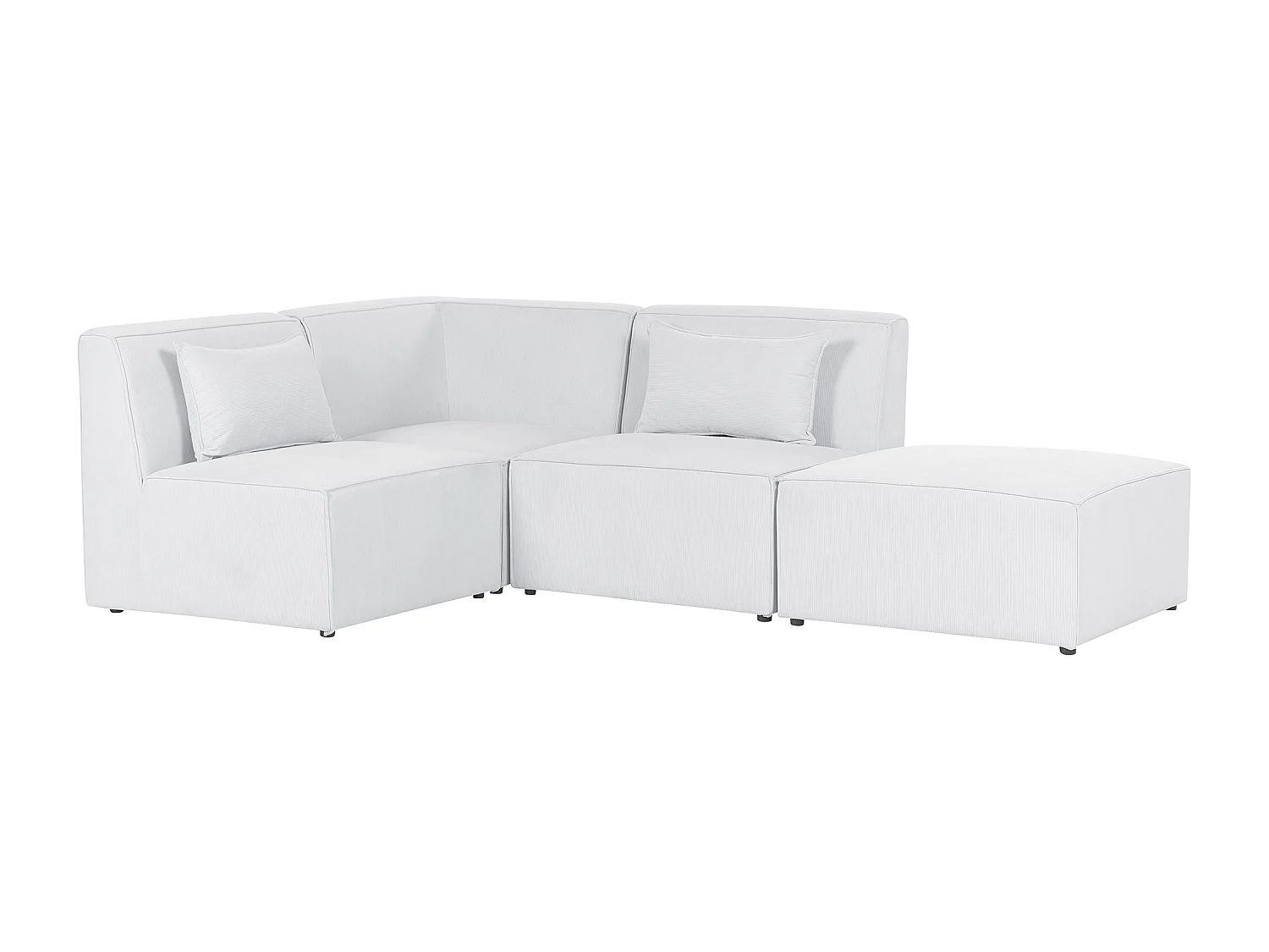 LEMVIG Velluto a coste Bianco sporco con ottomana 3 posti Lato destro