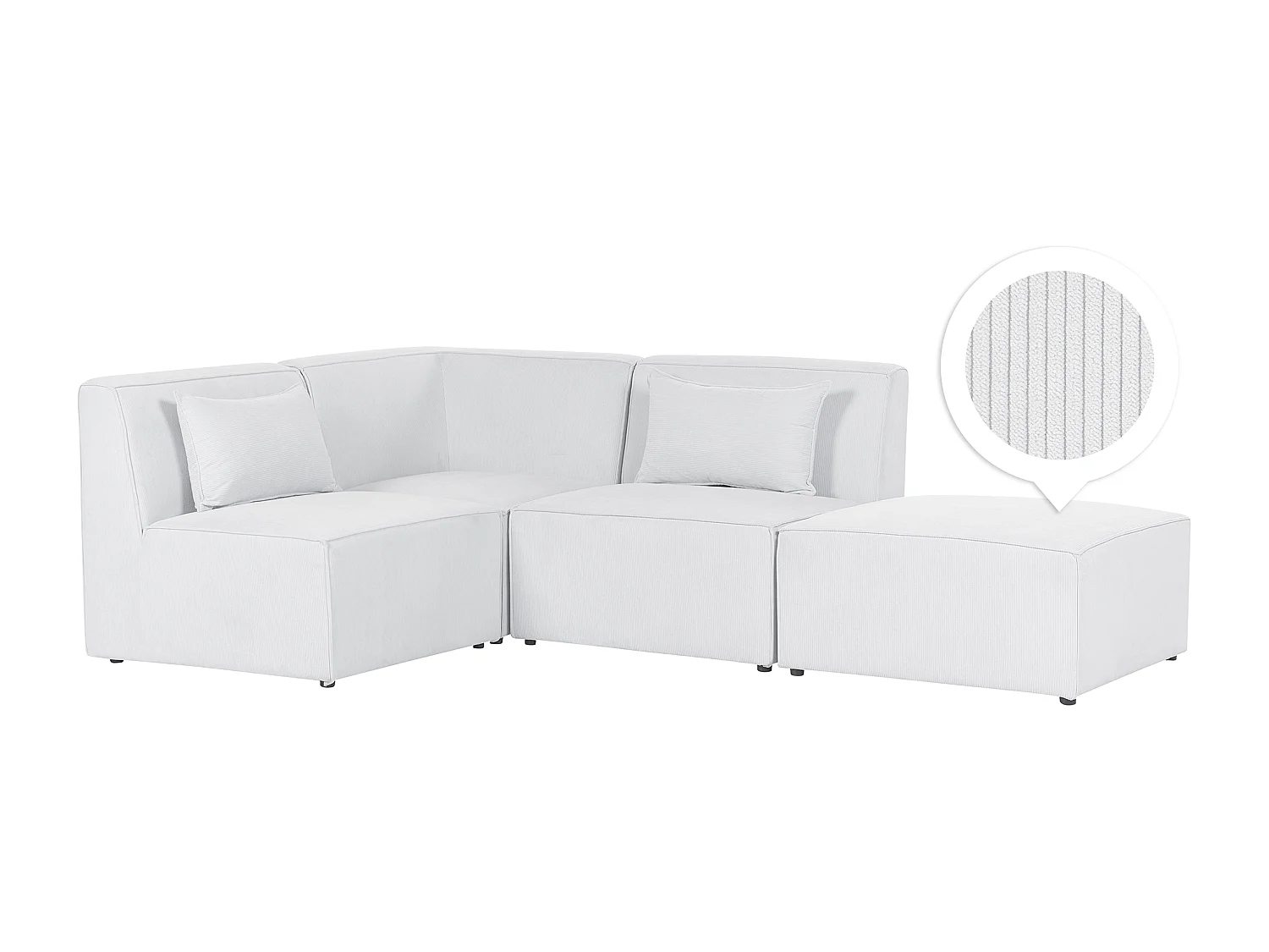 Modulaire hoekbank LEMVIG Corduroy Gebroken wit Met ottomaan 3-zitter Rechterzijde