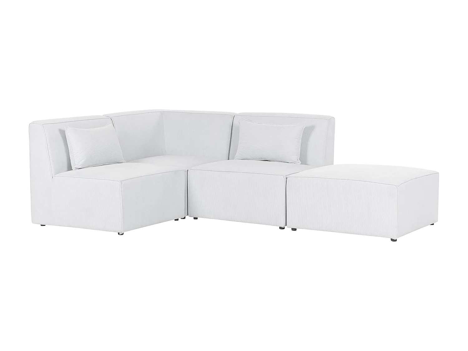 Modulaire hoekbank LEMVIG Corduroy Gebroken wit Met ottomaan 3-zitter Rechterzijde