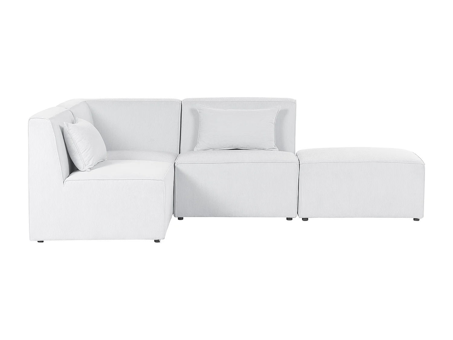 Modulaire hoekbank LEMVIG Corduroy Gebroken wit Met ottomaan 3-zitter Rechterzijde