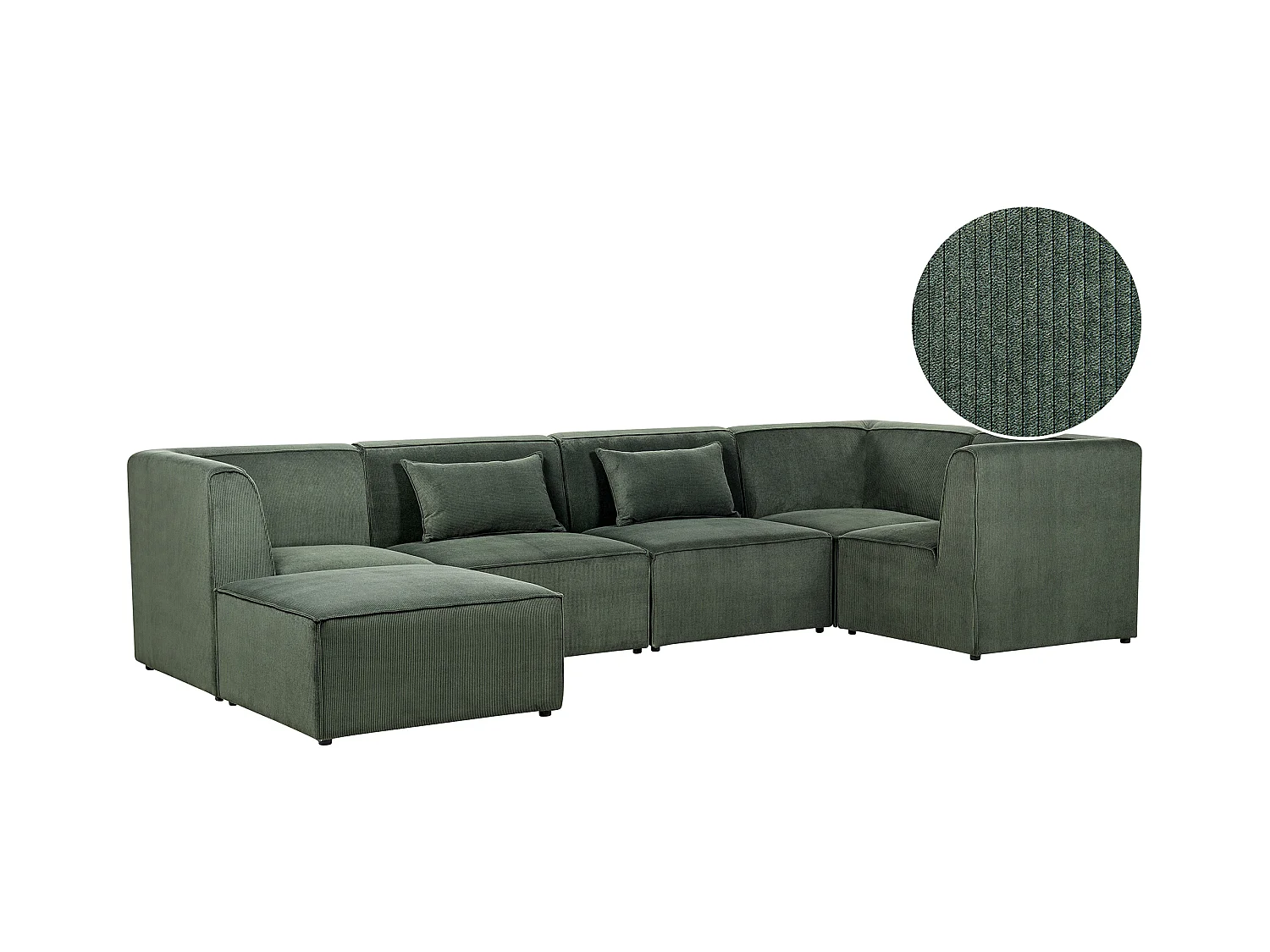 Modulaire hoekbank LEMVIG Corduroy Donkergroen Met ottomaan 5-zitter Linkerzijde